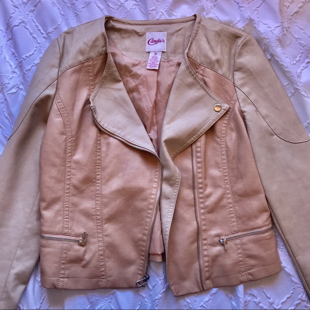 Nude/light blush pink leather jacket